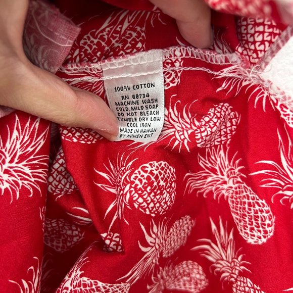 Two paddles‎ short sleeve pineapple mens button down red aloha print shirt Size: - Picture 6 of 7